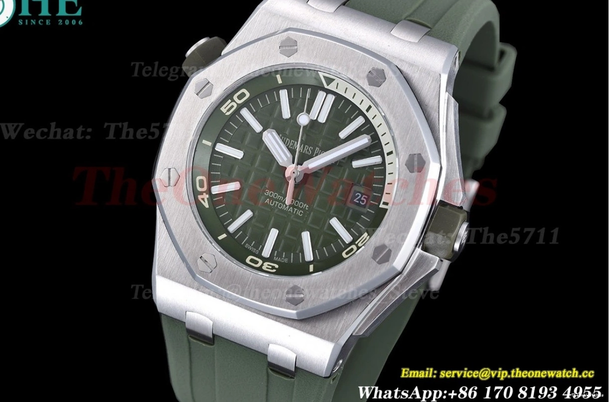 Offshore Stk SS Green Royal MY8215 GDF RU Oak 42mm 15710 Diver 0126